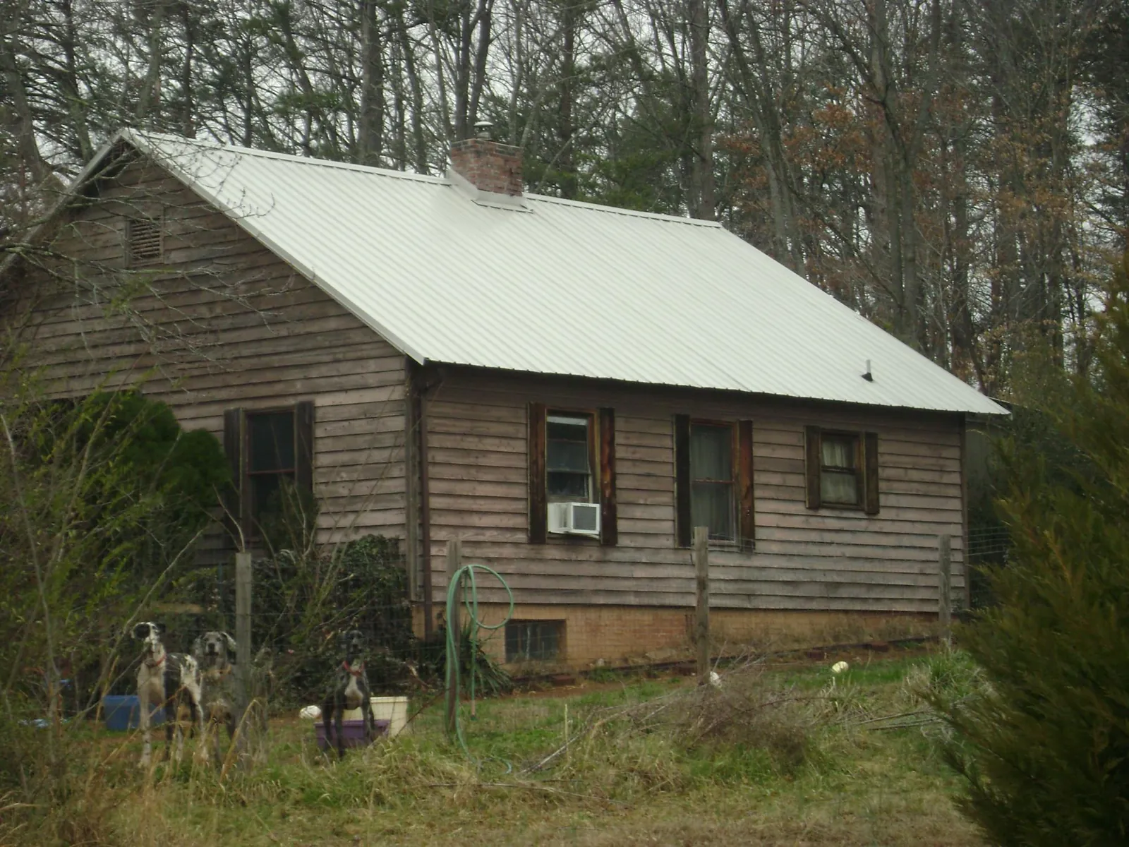 White metal roof on an old wood sided farmhouse, from a Asphalt Shingle Roof Repair job in Jones Mills